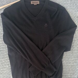G/FORE Black V‑Neck Men’s Sweater with Subtle Logo